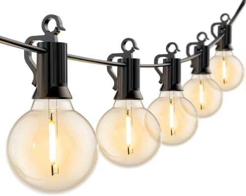 Brightown Outdoor String Lights Hanging Globe Patio Lights with 50 G40 Shatterproof Bulbs(2 Spare), IP44 Waterproof Connectable Commercial 50 Hanging Light for Indoor Outdoor Decor