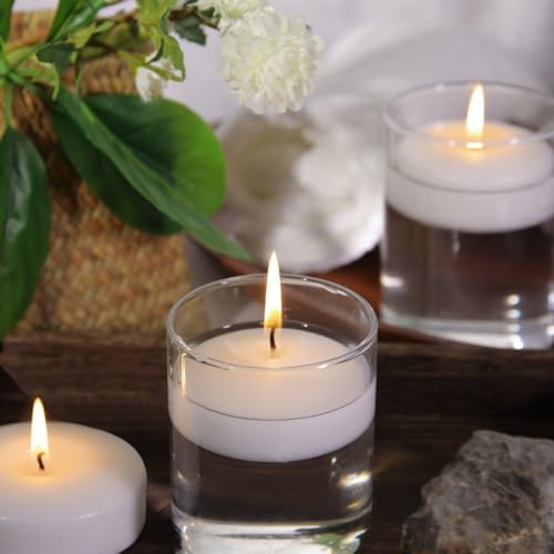 48 Pack White Floating Candles 3 inch Unscented Floating Candles for Centerpieces 8 Hours Long Burn Time-3” Floating Candle Bulk for Wedding Cylinder Vases