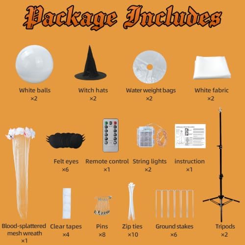 halloween ghost decorations indoor, 2 packs light up, front angle view