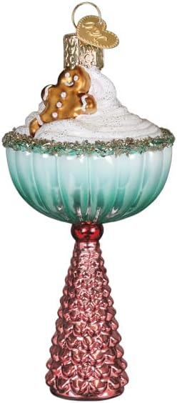 Old World Christmas Gingerbread Glam Cocktail Glass Blown Ornament for Christmas Tree, Handcrafted Holiday Decoration, Adult Beverage Collection