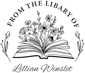 Personalized Book Stamp - Custom Book Embosser Library Gifts for Book Lovers, Readers, Teachers (Floral-08)