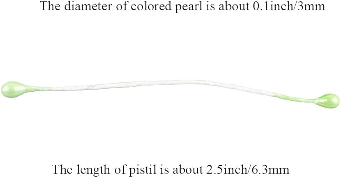 HAHIYO 700Pcs 3mm Light Green Pearl Double Head Flower Stamen Pistil Hand-Made Artificial Flower Pistil para Flore Pearlized Floral Stamen Flower Pollen Stamen for Flower Making Scrapbook Decoration
