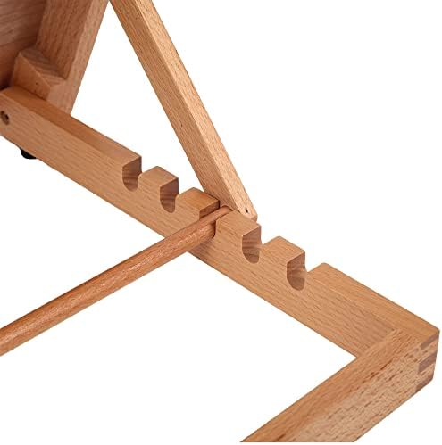 falling in art 5 position wood drafting table, front angle view