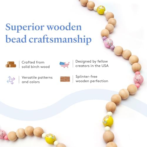 large wooden beads for crafts - pack of, close-up detail
