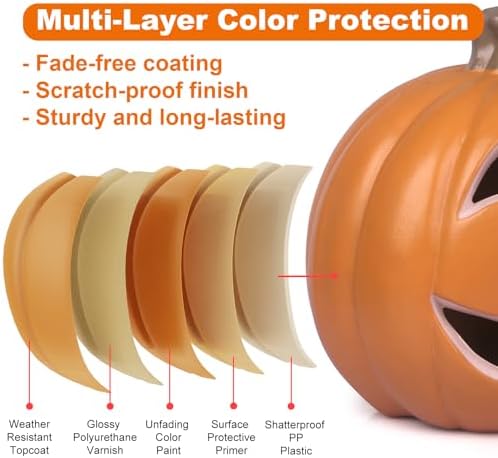 11" jack o lantern halloween pumpkin lantern light, side view