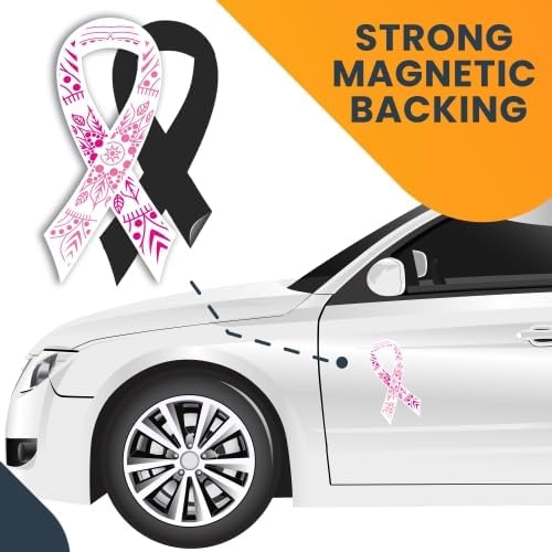 Magnet Me Up Breast Cancer Awareness Pink Mandala Ribbon Magnet Decal, 3.5x7 Inches, Automotive Magnet for Car Truck SUV, Stick to Any Magnetic Surface, Showing Support or Fundraising, Crafted in USA