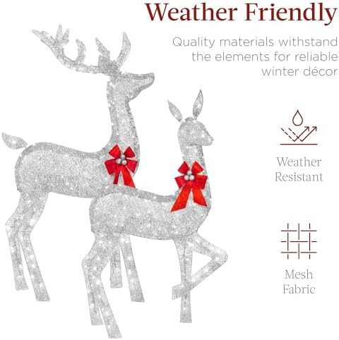 best choice products 3-piece large lighted christmas deer showing dimensions