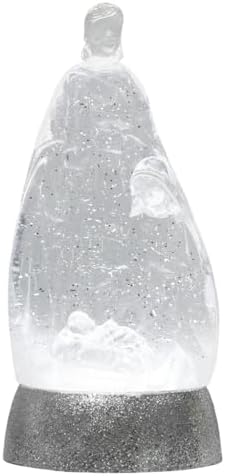 Nativity Snow Globe Holy Family Lighted Snowglobe Lantern with 6H Timer, Battery Operated Nativity Water Globe, White Nativity Scene Religious Decor Gift for Prayer Room, Church, Tabletop, Home Décor