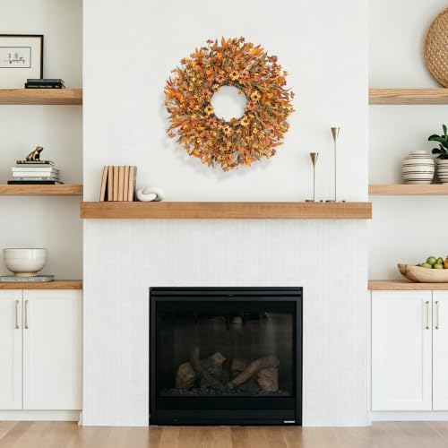 ghrdopy 24 inch fall wreath front door, artificial showing dimensions