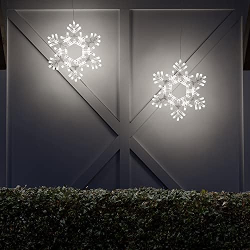kringle traditions 20" cool white twinkle led snowflake shown in use