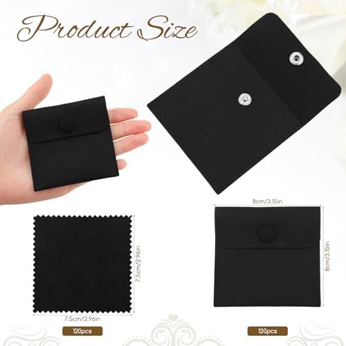 microfiber jewelry pouch with cleaning cloth 3.2"x3.2" jewelry shown in use