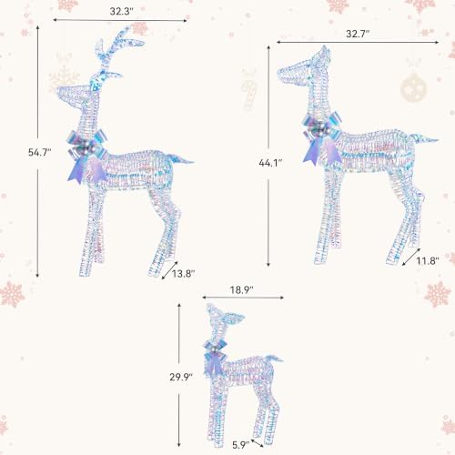3d large christmas deer outdoor decorations with timer&remote, close-up detail