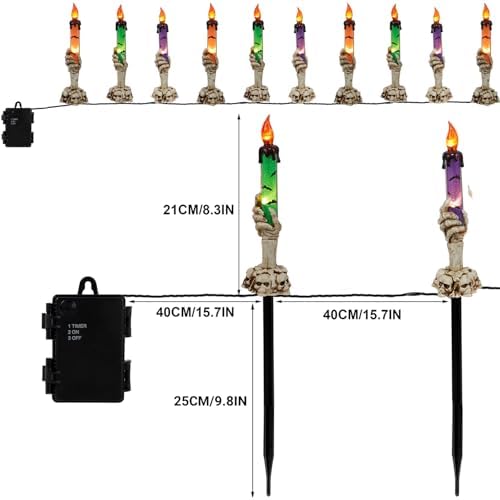waterglide halloween decoration candle light stakes, 10 pack, side view