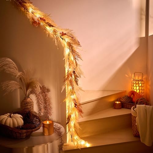 decorbyhannah 6ft neutral fall pampas grass garland for shown in use