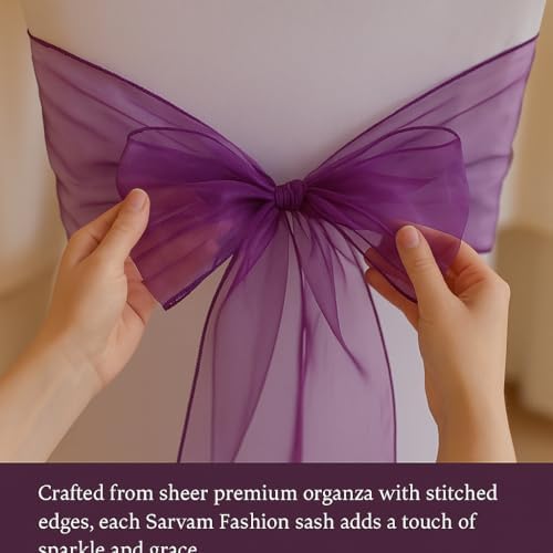 New Organza Chair Bow/Sash Décor for Wedding Reception Events Banquets Bows Decoration Sashes - (25, Champagne new)