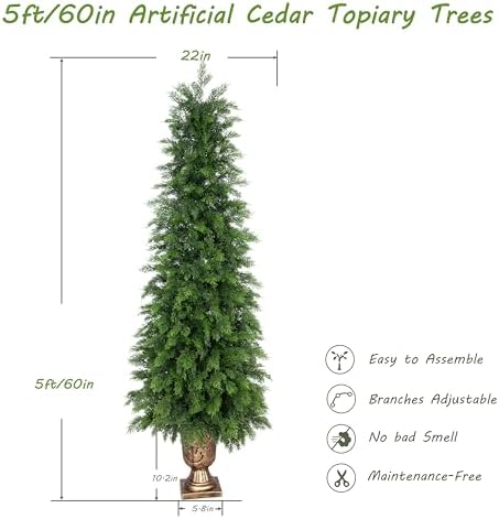 nafresh 5ft uv resistant topiary trees artificial with, side view