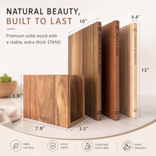 premium book cutting board set with stand –, front angle view