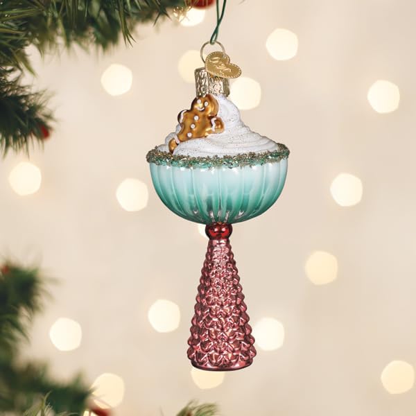 Old World Christmas Gingerbread Glam Cocktail Glass Blown Ornament for Christmas Tree, Handcrafted Holiday Decoration, Adult Beverage Collection