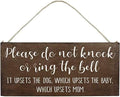 Rustic Wooden Signs Please Do Not Knock or Don't Ring Doorbell Dogs Will Bark Sign Wall Art Decor Kitchen Cafe Pub Decor Gift 6x12 INCH
