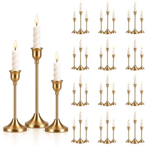 36Pcs Gold Candlestick Holders,12 Set Taper Candle Holders for Candlesticks