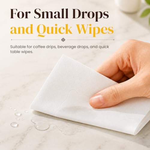 1200 Count White 2-Ply Cocktail Napkins, 4.5 x 4.5 Inch Disposable Beverage N...