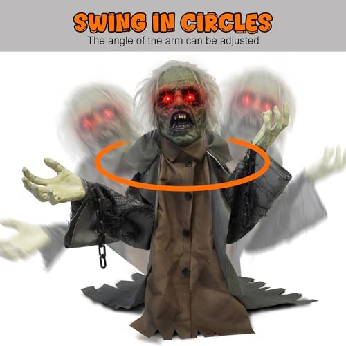 kemooie halloween animatronics groundbreaker zombie decorations showing dimensions