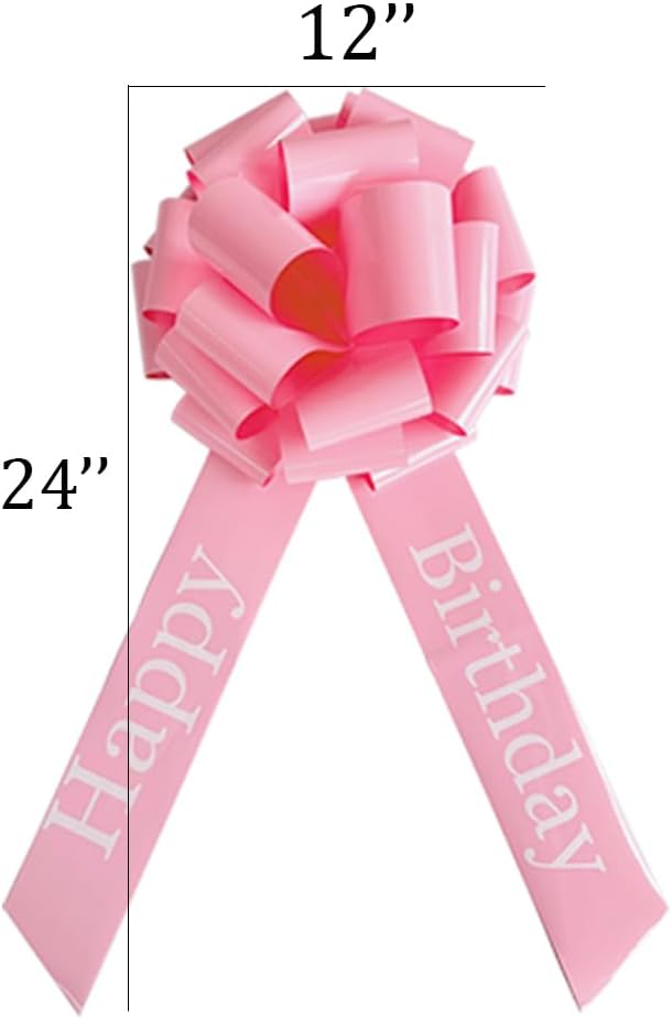 12 Inch Happy Birthday Big Pink Bow, Big Bow for Present, Party Decorations, Christmas Events Bikes,Table Decorations and Party Events Decoration ((Pink, 12 Inch (Pack of 1))