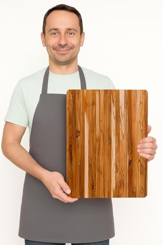 teakhaus edge-grain teak wood cutting board with grip, main product view