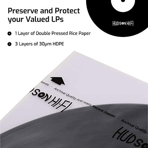 Hudson Hi-Fi Anti-Static Vinyl Record Sleeves - Durable Clear Disc Sleeves- P...