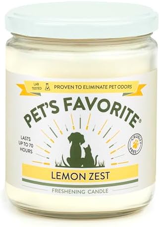 Pet's Favorite Lemon Scented Candles, Clean Burning Pet Friendly Candles with a Natural Fiber Wick and 70 Hour Burn Time, Lemon Zest Pack of 1