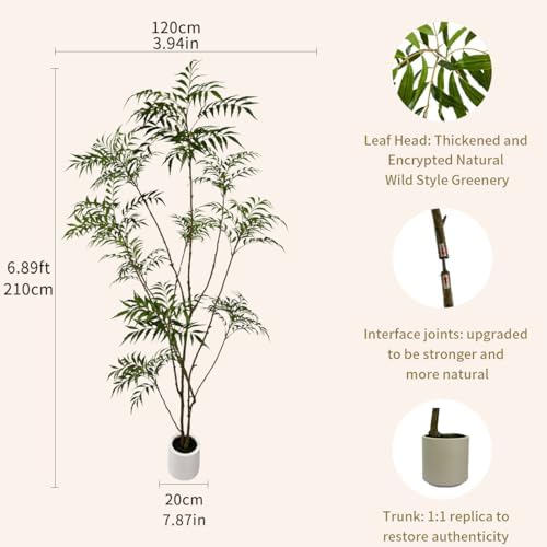 7ft artificial mahonia fortunei tree with white plastic shown in use