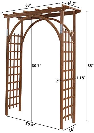 outvita 7ft dark brown wooden garden arbor arch, package contents