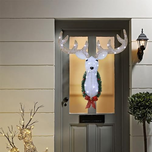 waterglide lighted christmas wall decor reindeer head, 28", close-up detail