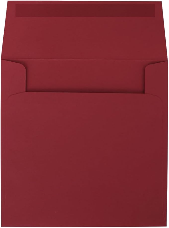 LUXPaper Square Invitation Envelopes | Peel & Press | 5" x 5" | Holiday Red | 60lb. Text | 50 Qty