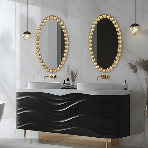oval round wall mirror - 30 inch decorative, front angle view