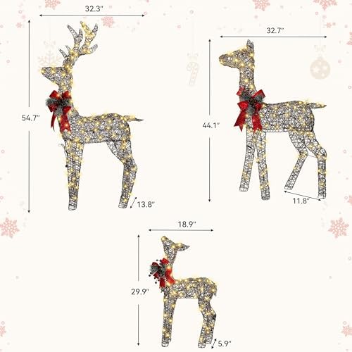 3d christmas rattan deer outdoor decorations with timer&, close-up detail