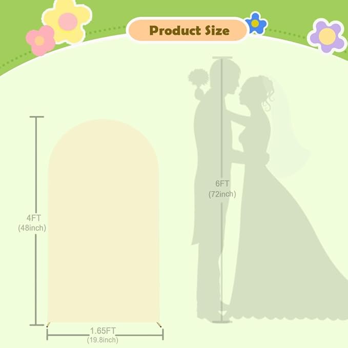 Beige Arch Cover 4ft Arch Backdrop Cover Spandex Fitted Wedding Arch Covers Round Top Arch Frame Cover Chiara Arch Cover Backdrop Fabric for Baby Shower Birthday Garden Party Celebration