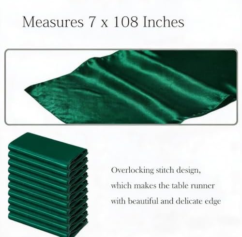 Wedding Satin Hunter Green Chair Sashes Bows 50 Pack Fitted Chair Ribbons 7x108 Inches Chairs Ties for Party Birthday Fiesta Engagement Ceremony Bridal Shower Decor