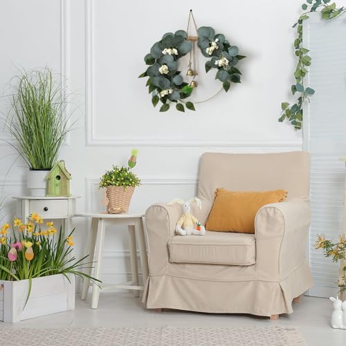 15'' eucalyptus wreath for front door artificial greenery, front angle view