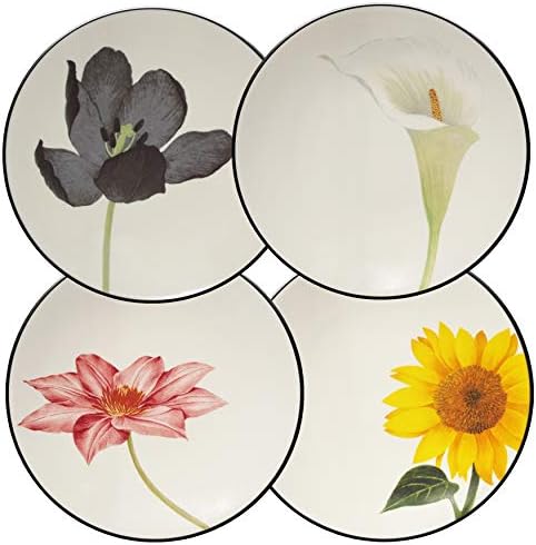 noritake colorwave floral appetizer plates, graphite black, set, main product view