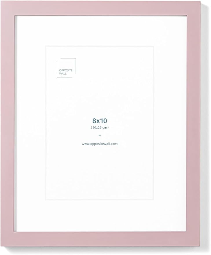 Opposite Wall - 8x10 in - Real Wood Pink Picture Frame - Lightweight, Versatile & Shatterproof - Wall Hanging & Tabletop Photo Frame - Office, Gallery & Home Decor