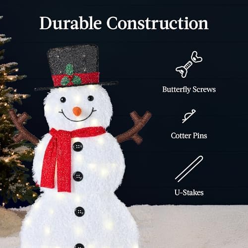 best choice products 4ft 3-piece 2d lighted christmas, side view