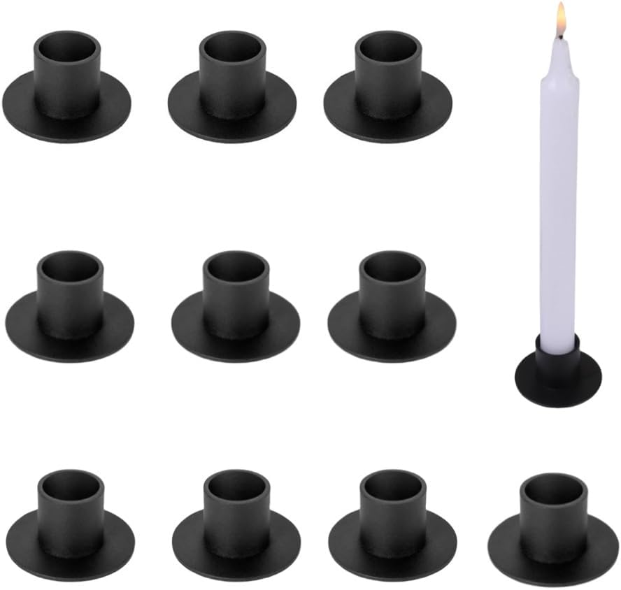 Metal Candle Holder Set,Taper Candelabra,Candle Stands,Fits 0.83 Inch Diameter Taper Candles for Wedding,Party,Anniversary,Table Centerpieces,Housewarming Gifts (10PCS,Black)