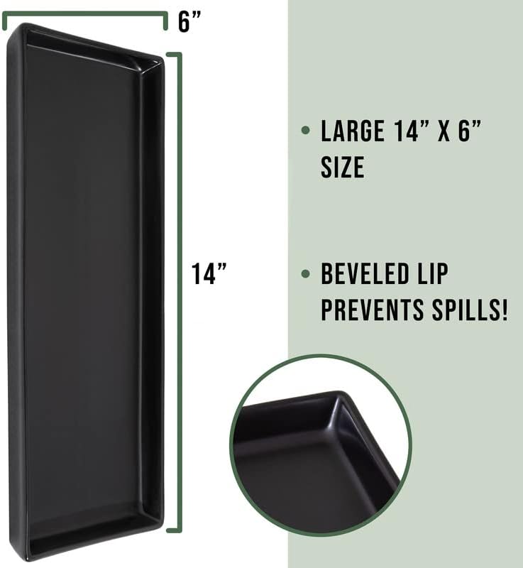Home Beets Matte Black Ceramic Serving Platters (14 x 6 Inch Rectangle Plates...
