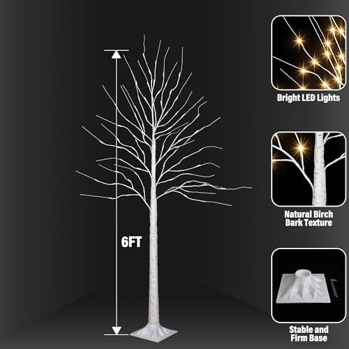 ibaycon 6ft 72led christmas birch tree, prelit artificial shown in use