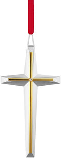 Nambé Cross Ornament – Two-Tone Holiday Decoration Symbolizing Faith and Hope, Elegant Angled Christmas Tree Hanging Accent for Seasonal Home Décor, Religious Gifts, and Festive Celebrations, 2.5" L