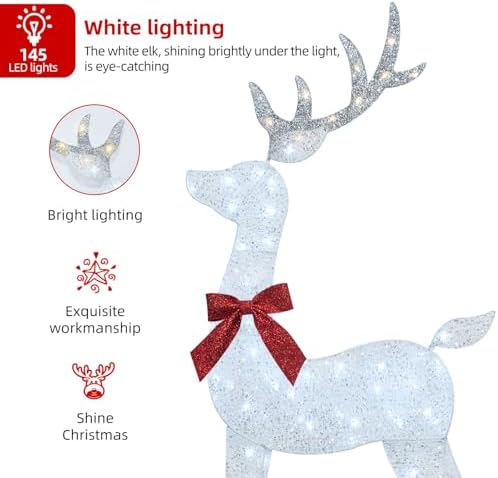 hoyechi 4 ft christmas decorations outdoor lighted reindeer shown in use