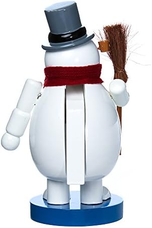 kurt adler wooden frosty the snowman nutcracker, 10", close-up detail