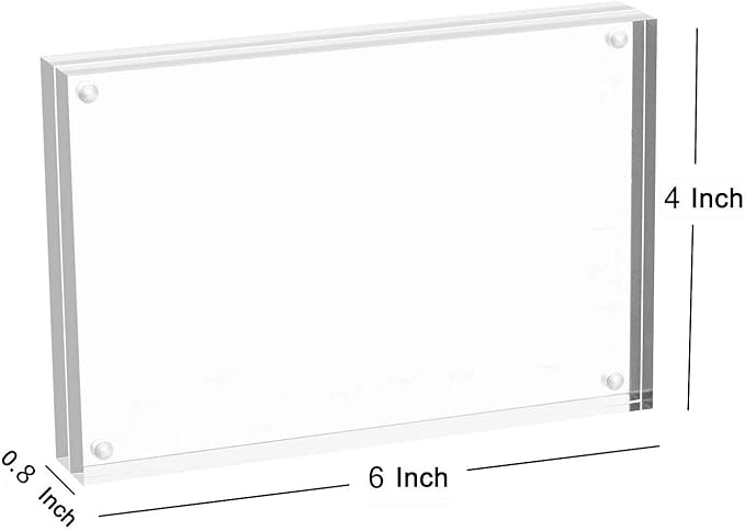 Meetu Acrylic Picture Frame 4x6,Clear Freestanding Double Sided 20mm Thickness Frameless Magnetic Photo Frames Desktop Display with Gift Box Package(1 Pack)