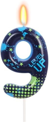 STG Birthday Candles for Boys - Number 9 Candle for Video Game Birthday Cake Topper, Fort Battle Level Up Game Themed Birthday Party Supplies (Number 9)